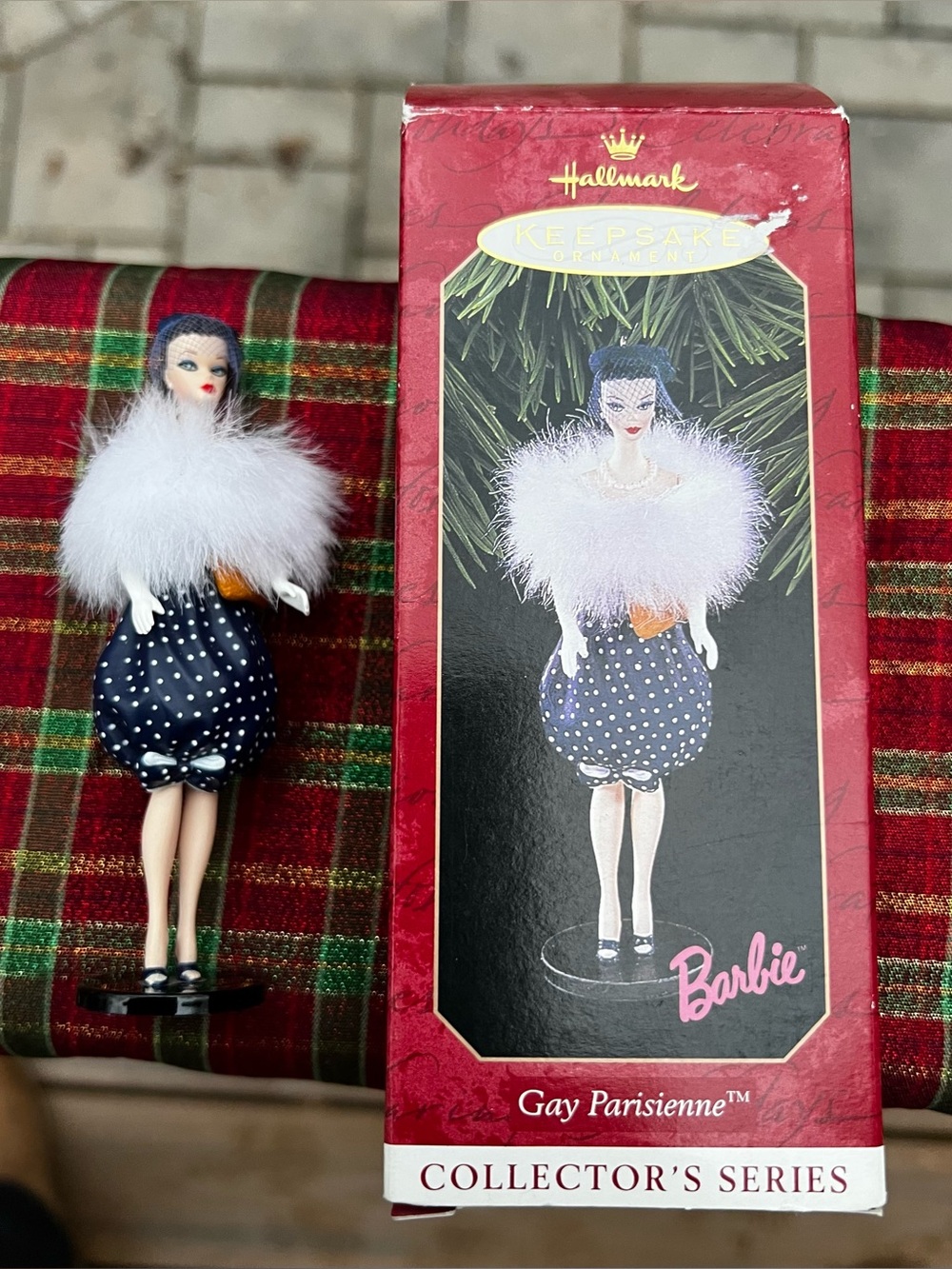 1999 Hallmark Barbie Ornament "Gay Parisienne" ornament, 6th in Series.